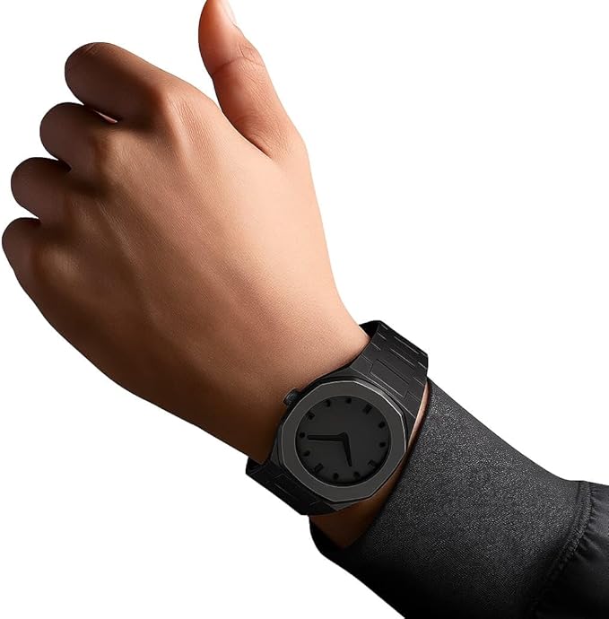 Aura Men's Matte Black Watch with Arabic Numerals – Minimalist Analog Design | Trending Stylish Wristwatch" arbic nomarical watch full black watch