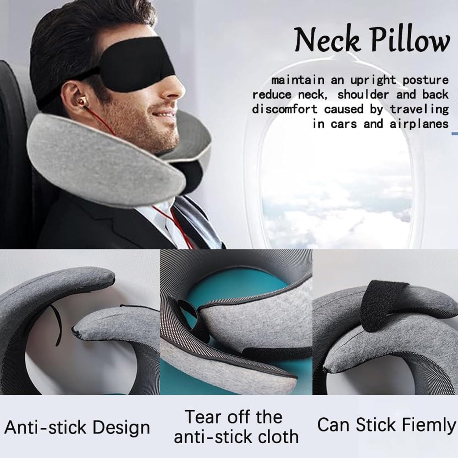 FAGOBYX 2024 New Flyhugz Neck Pillow, Wander Plus Travel Neck Pillow(Grey)