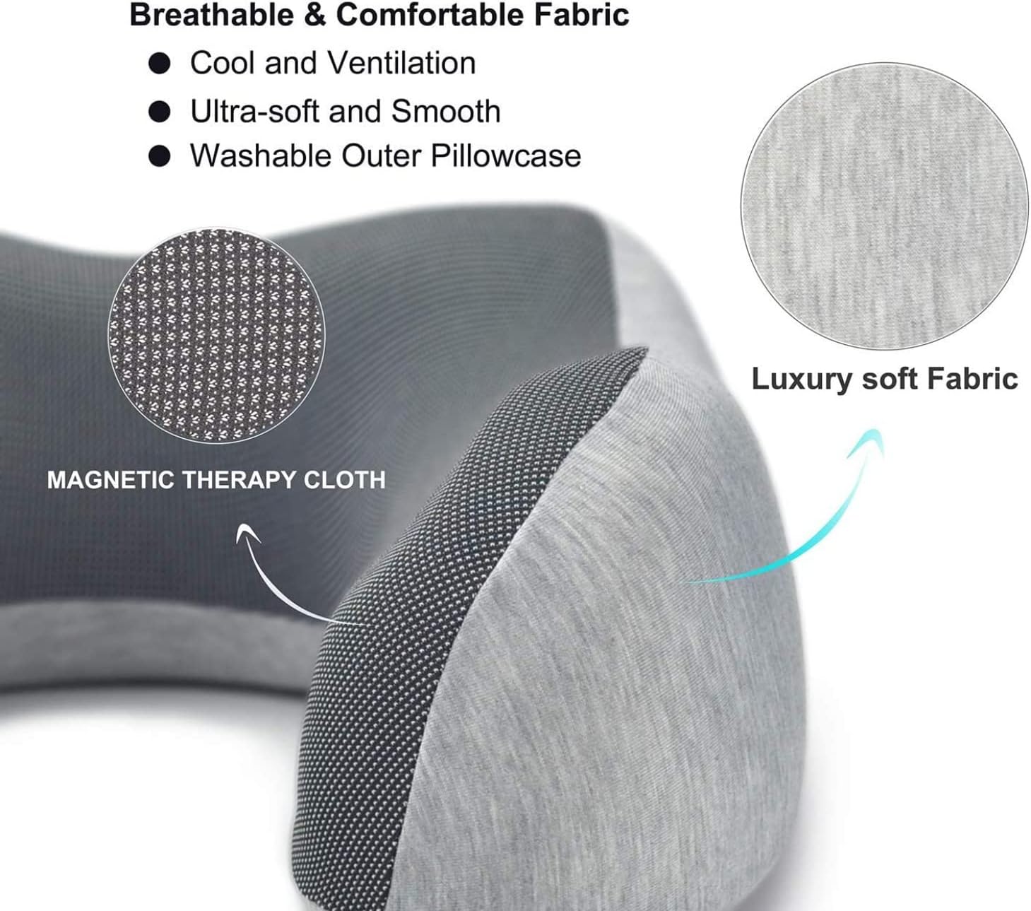 SKY-TOUCH Travel Pillow Memory Foam Neck Pillow, Comfortable & Breathable Cover - Machine Washable, Airplane Travel Kit with 3D Sleep Mask, Earplugs, and Luxury Bag, Grey