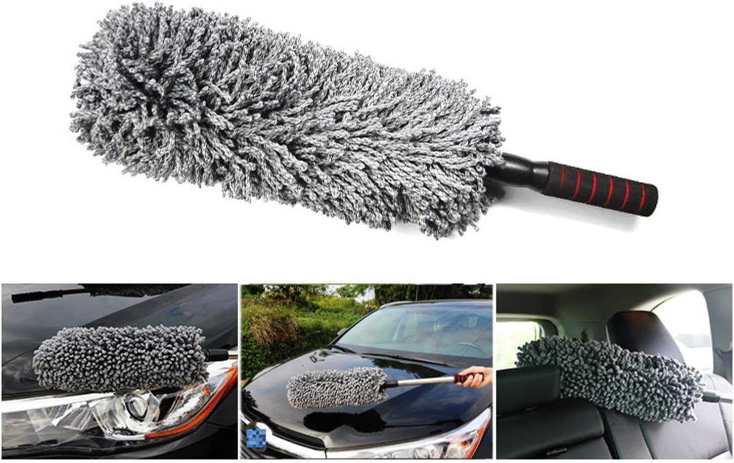 SKY-TOUCH Portable Dust Cleaning Microfiber Soft Car Duster Exterior and Interior Cleaning - Long, Unbreakable, and Retractable Handle