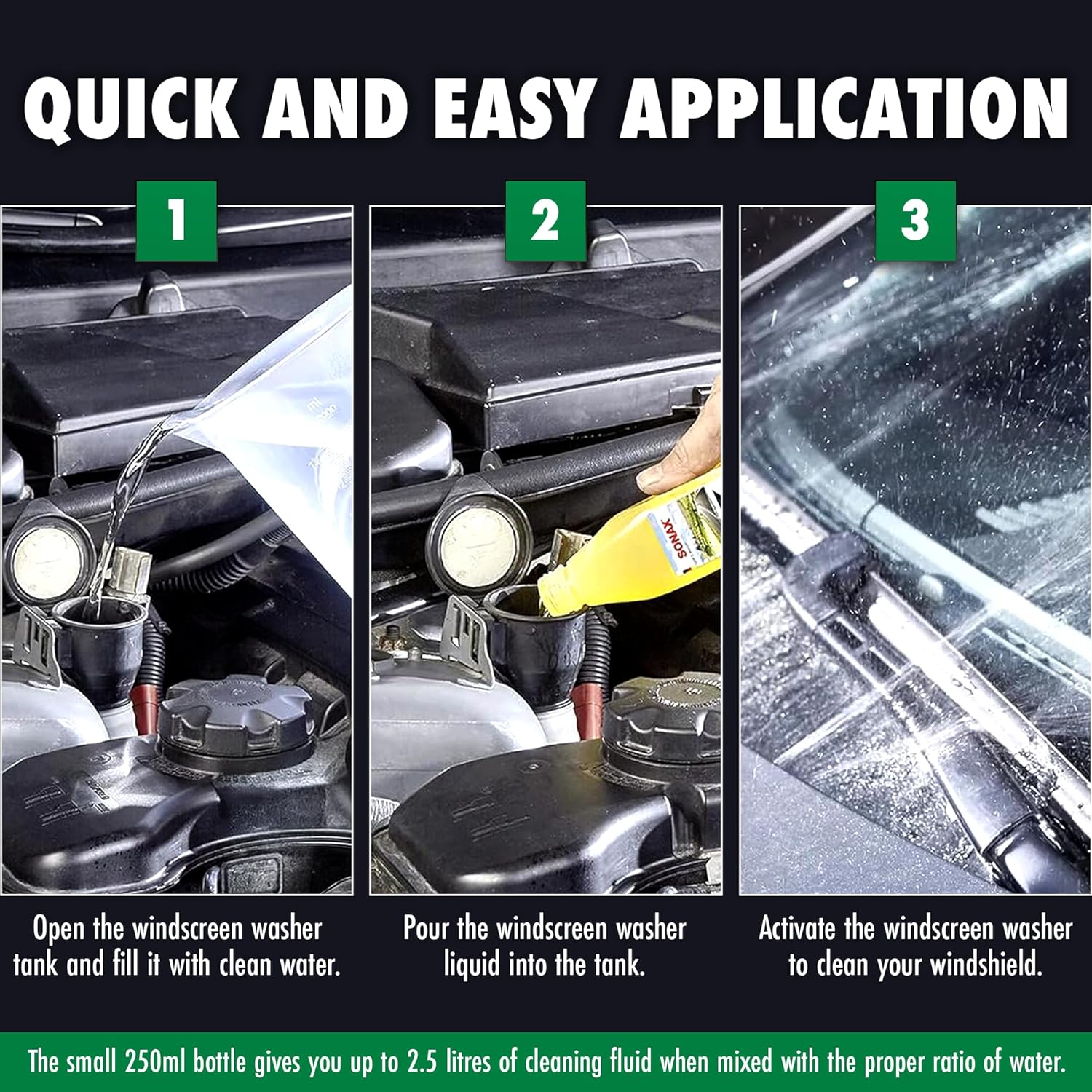 Sonax Citrus Windscreen Wash Concentrate (250ml) - Effective Windshield Cleaner for Clear Vision, Frost Protection, and Fresh Fragrance
