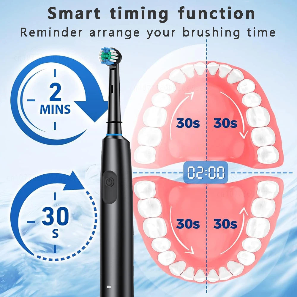Electric Toothbrush Rotary Rechargeable Electric Tooth Brush for Adults Smart Tooth Brush Teeth Cleaner with 8 Soft Brush Heads