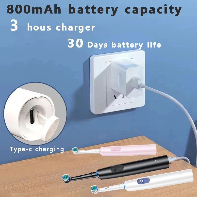 Electric Toothbrush Rotary Rechargeable Electric Tooth Brush for Adults Smart Tooth Brush Teeth Cleaner with 8 Soft Brush Heads