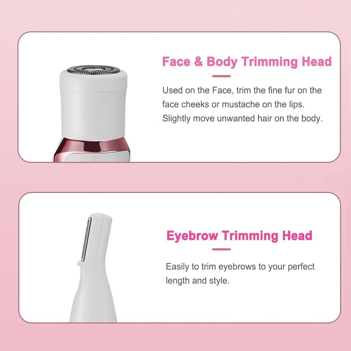 SUCITY Eyebrow Trimmer,4 in1Multifunctional Hair Trimmer, Electric Shaver for Women, USB Rechargeable ABS+UV Eyebrow Trimmer Painless Shaver Hair Clipper for Bikini, Nose Hair, Eyebrow, Body, Sideburn