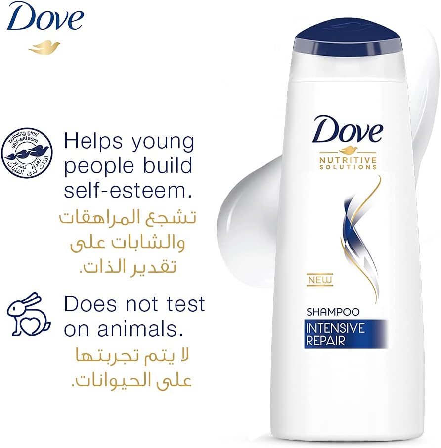 Dove Shampoo for Damaged Hair, Intensive Repair, Nourishing Care for up to 100 percent Healthy Looking Hair, 400ml (Pack of 2)