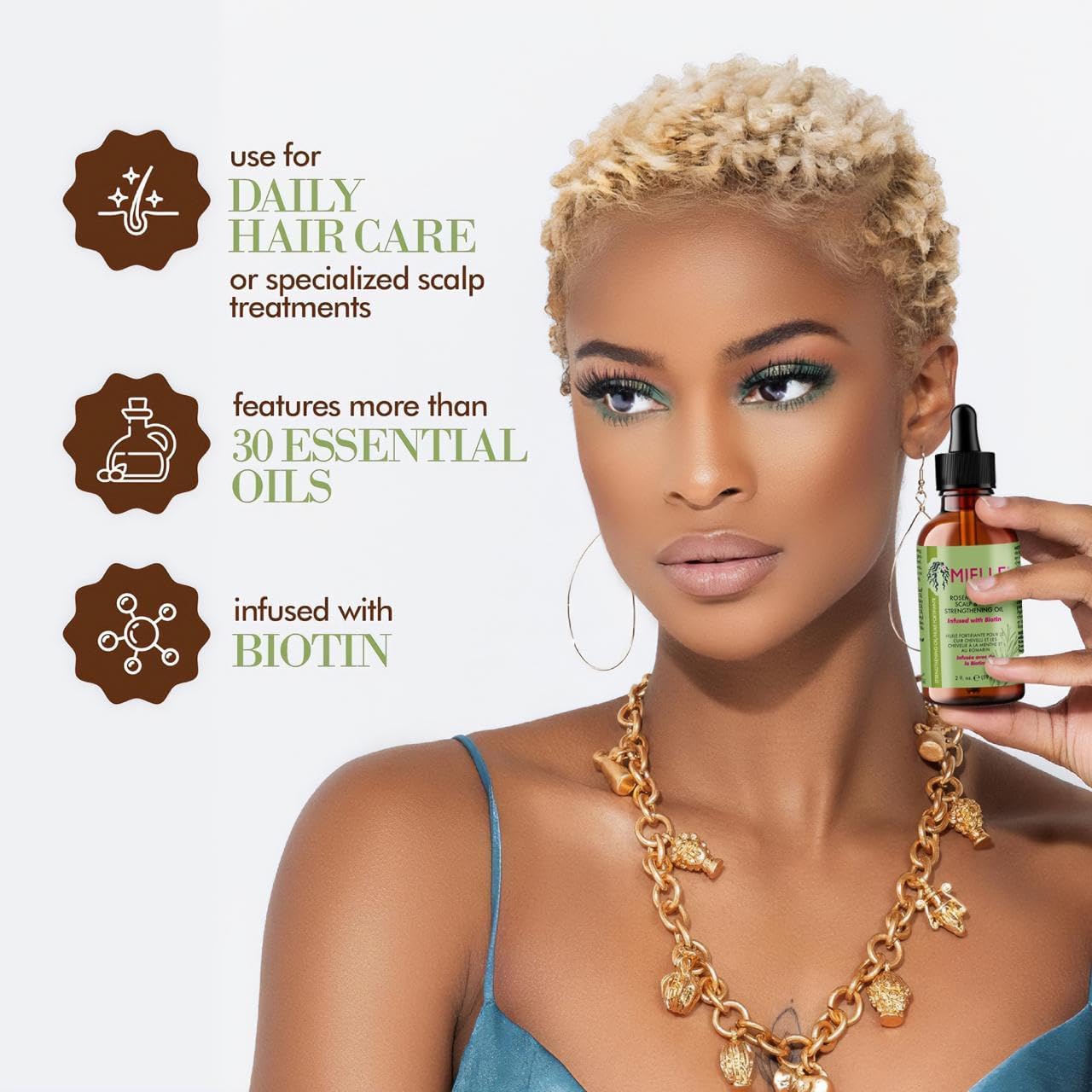 Mielle, Natural Organics Rosemary Mint Scalp & Hair Strengthening Oil 59ml Pack of 1 Bottle