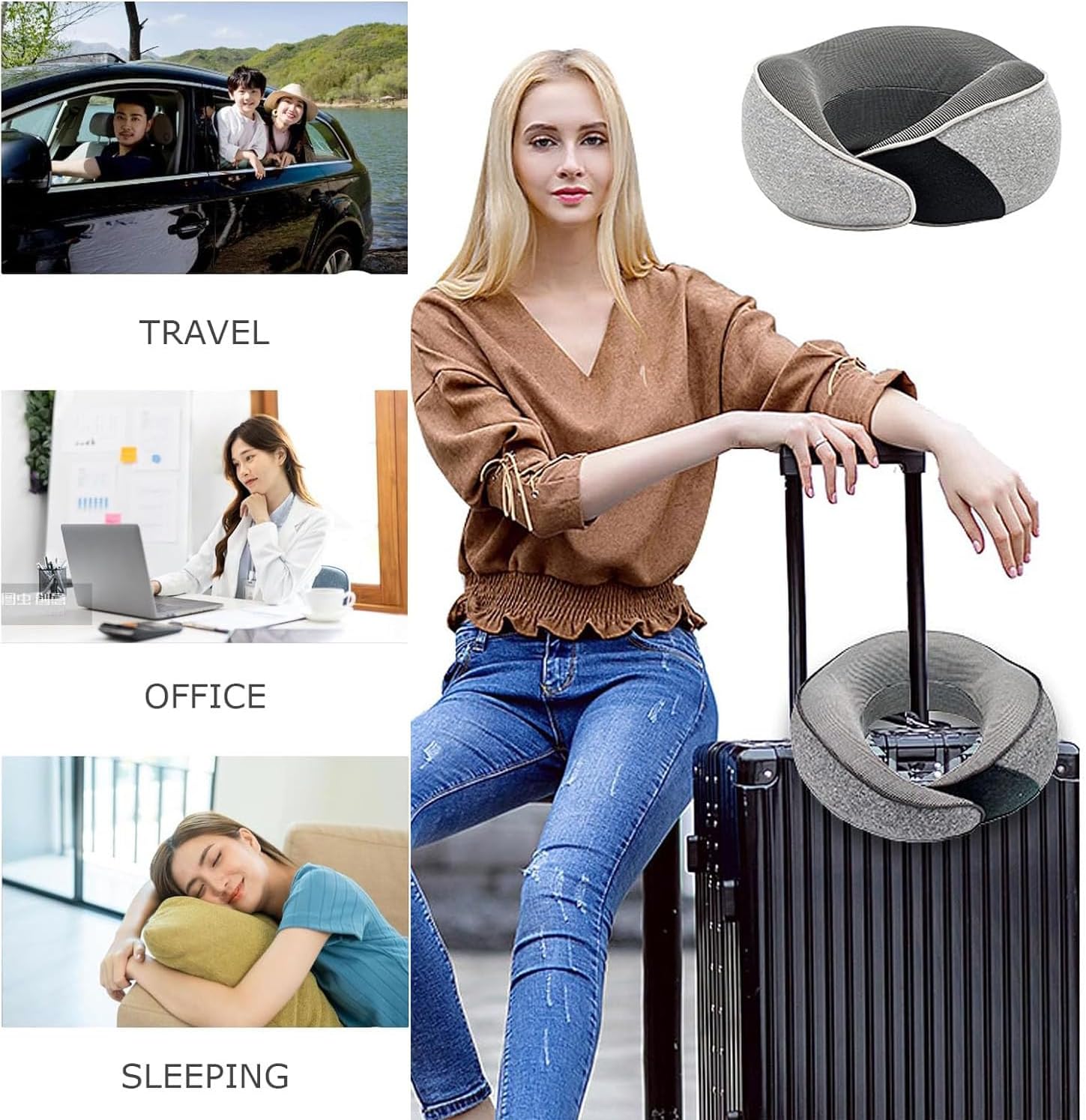 FAGOBYX 2024 New Flyhugz Neck Pillow, Wander Plus Travel Neck Pillow(Grey)