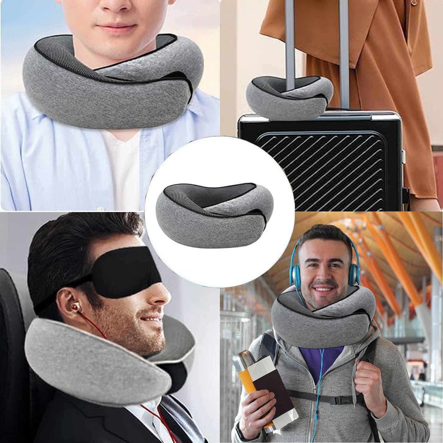 FAGOBYX 2024 New Flyhugz Neck Pillow, Wander Plus Travel Neck Pillow(Grey)