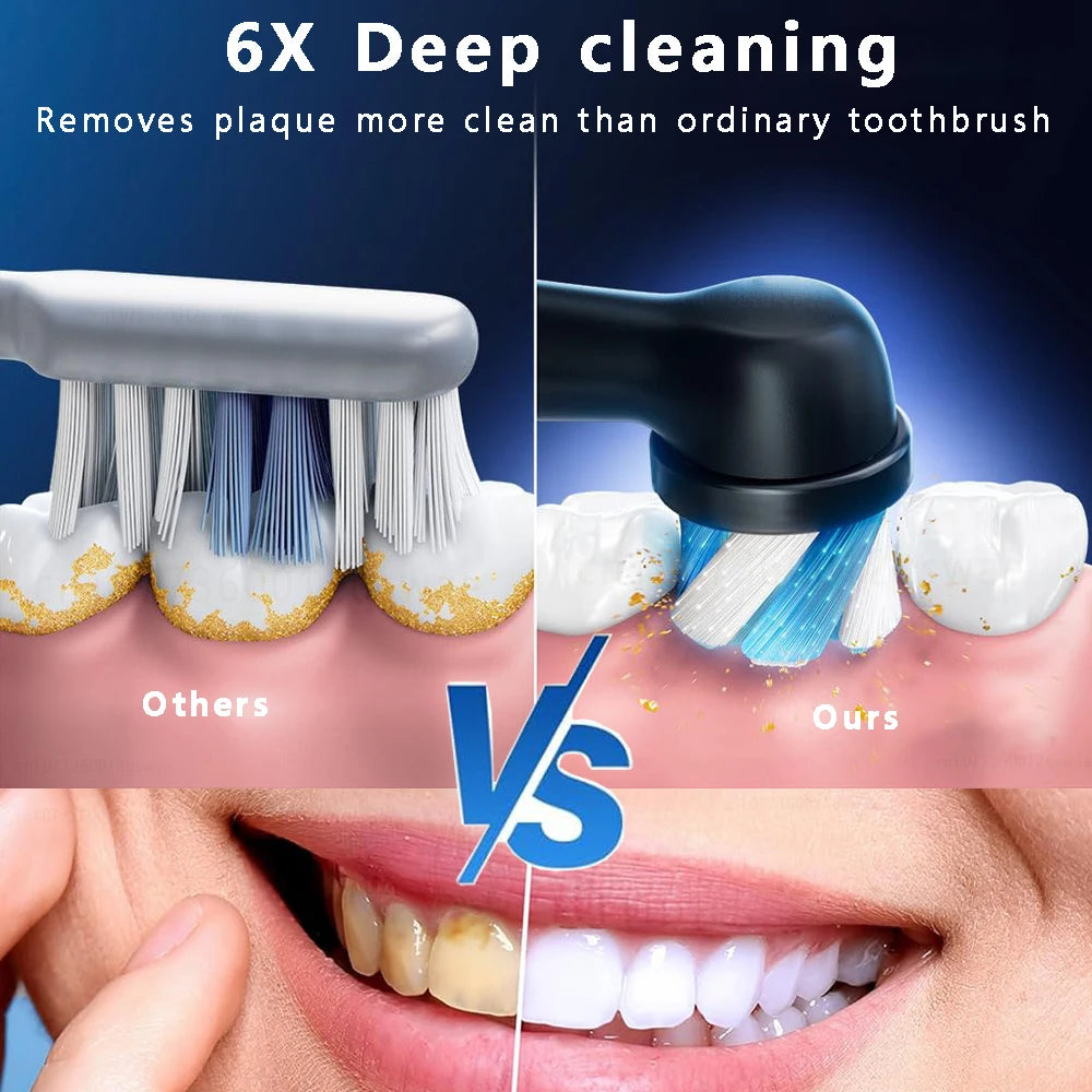 Electric Toothbrush Rotary Rechargeable Electric Tooth Brush for Adults Smart Tooth Brush Teeth Cleaner with 8 Soft Brush Heads