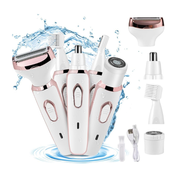 SUCITY Eyebrow Trimmer,4 in1Multifunctional Hair Trimmer, Electric Shaver for Women, USB Rechargeable ABS+UV Eyebrow Trimmer Painless Shaver Hair Clipper for Bikini, Nose Hair, Eyebrow, Body, Sideburn