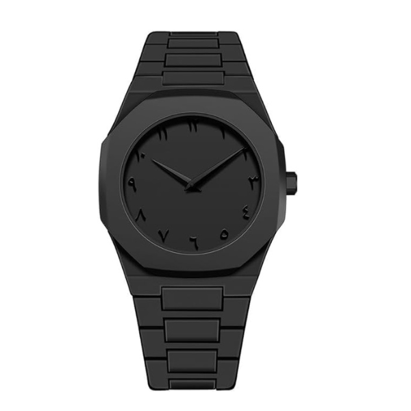 Aura Men's Matte Black Watch with Arabic Numerals – Minimalist Analog Design | Trending Stylish Wristwatch" arbic nomarical watch full black watch