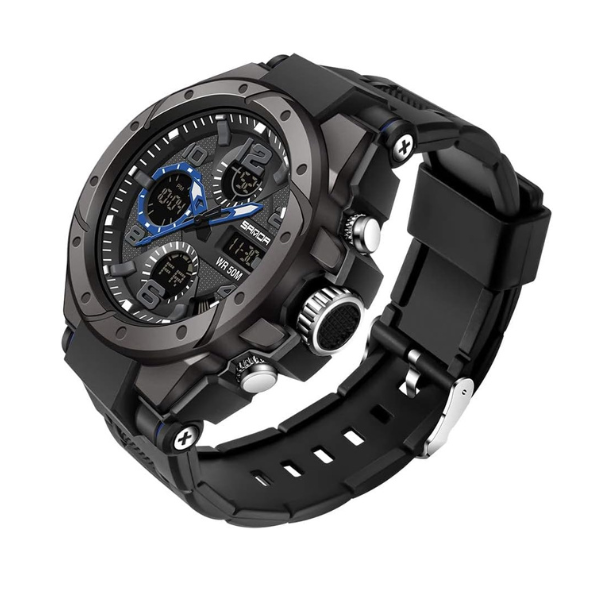 KASTWAVE Men's Analog Sports Watch, Digital Outdoor Sports Electronic Watch, Large Dual Display Waterproof Tactical Watches, Alarm Clock Large Face Dual Time Analog Multifunctional Watch for Men